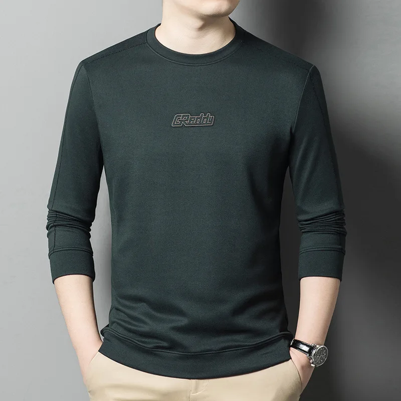 Autumn New Base Solid Color Long Sleeve Sweaters Menswear Fashion Temperament Korean Style Casual Slimming Top for Men