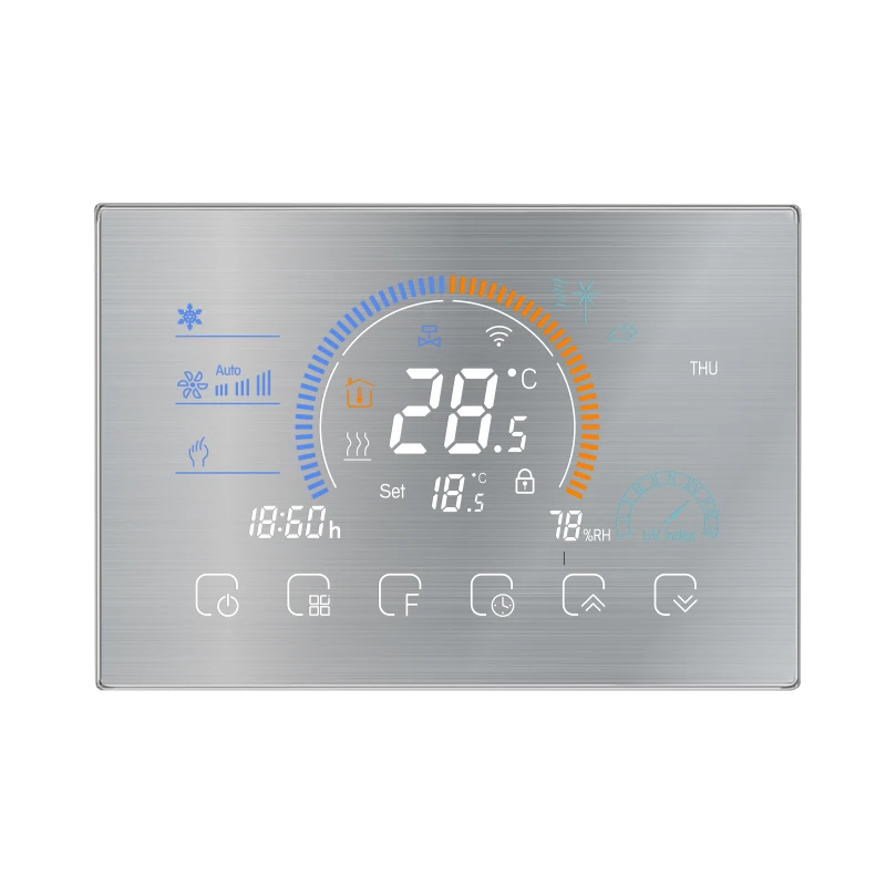 

Modern Design WiFi Programmable Fan Coil Thermostat Home HVAC Systems Smart ABS Material Thermostat Cooling Heating Functions