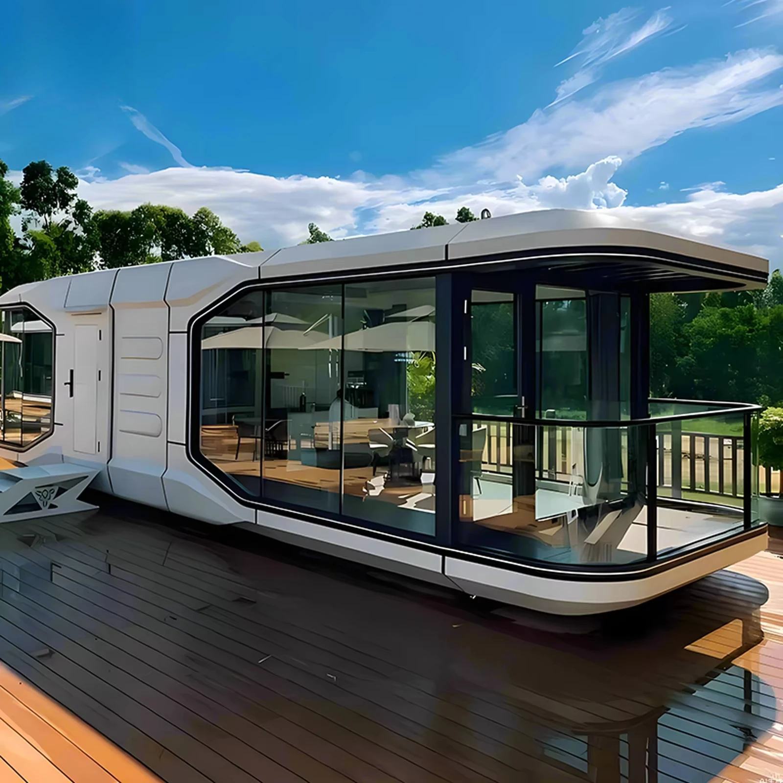 

New Design Glamping Prefab Tiny Foldable House Space Luxury Mobile Integrated Space Theme Outdoor Hotel