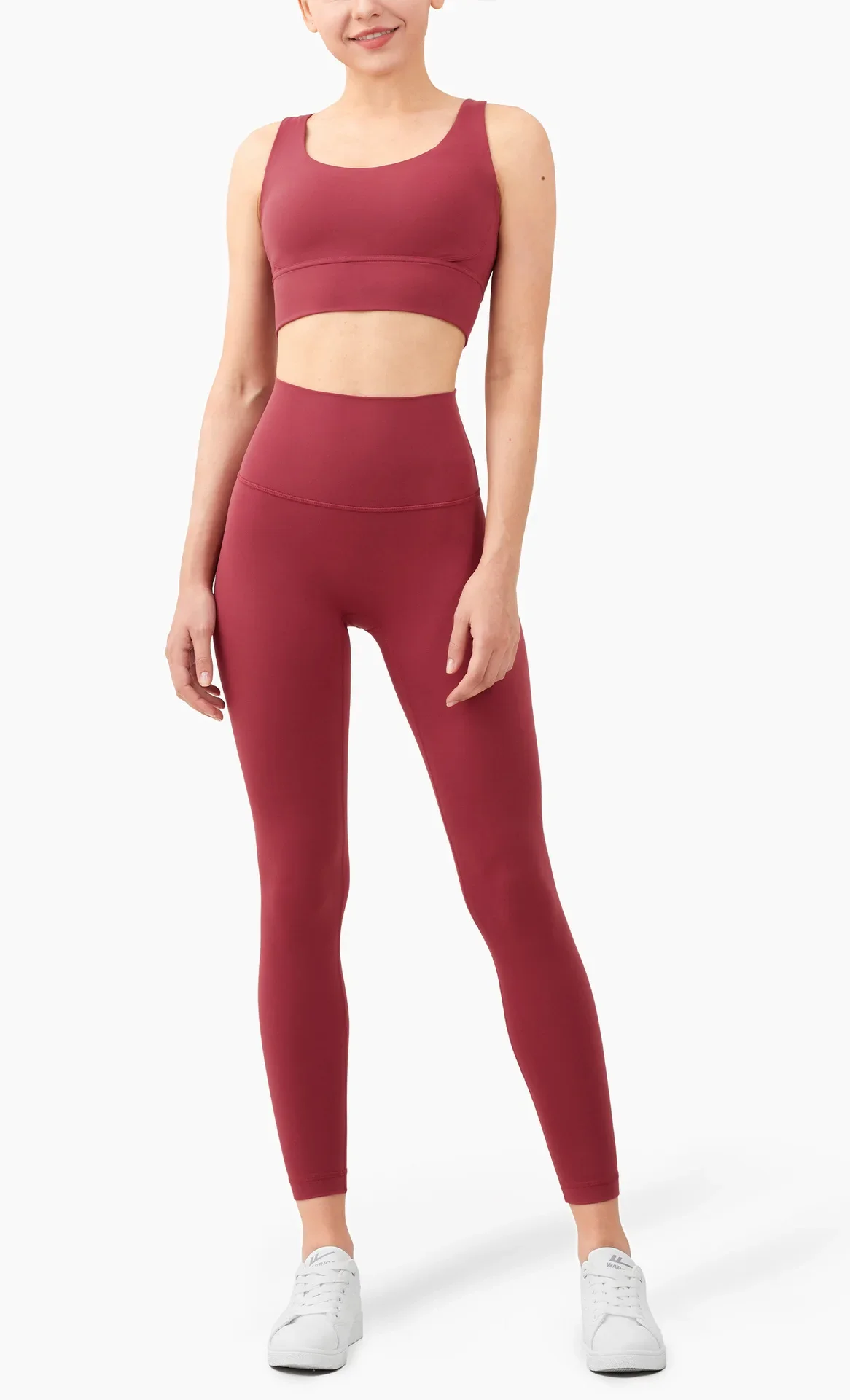 Damen Zweiteiliger Yoga-Anzug in Unifarbe, Hochintensiver Rückenfreier Yoga-BH, Hochgeschnittene Hüftlift-Leggings, Lauf- und Trainingsset – Detail 10