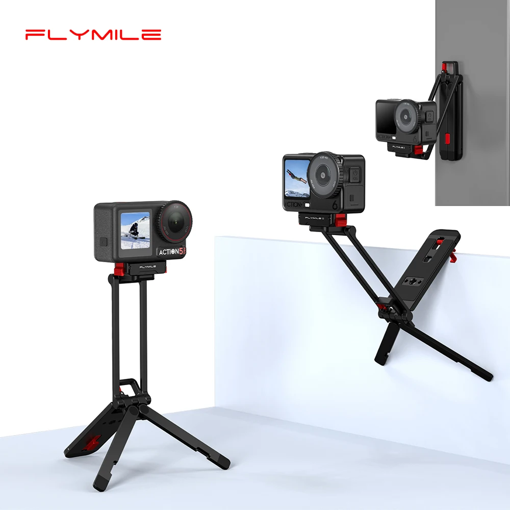 Flymile Metal Magnetic Tripod for DJI Action 6 5Pro 4 Quick-release Mount Adapter Bracket Foldable Grip Mantis Tripod Rotatable