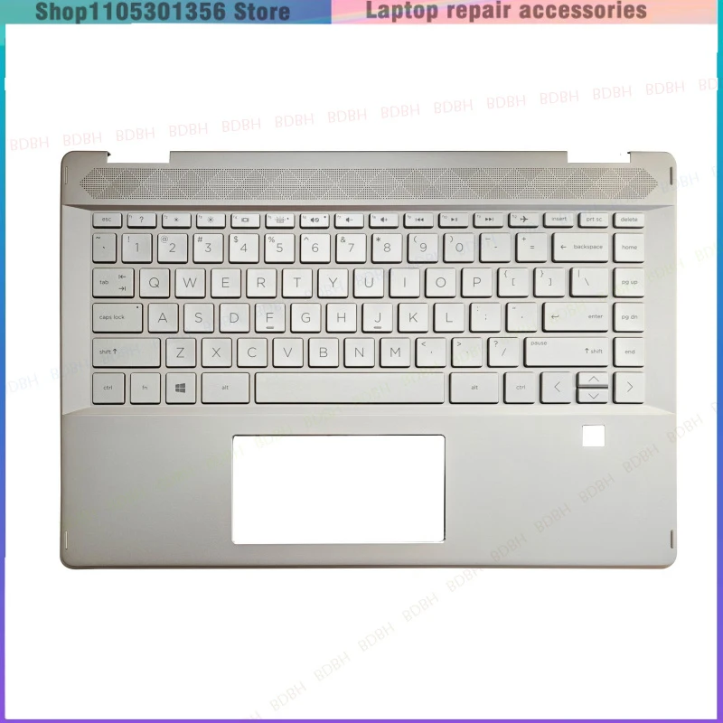 For HP Pavilion X360 14-DH 14T-DH 14M-DH Palmrest Keyboard Non-Backlit Silver