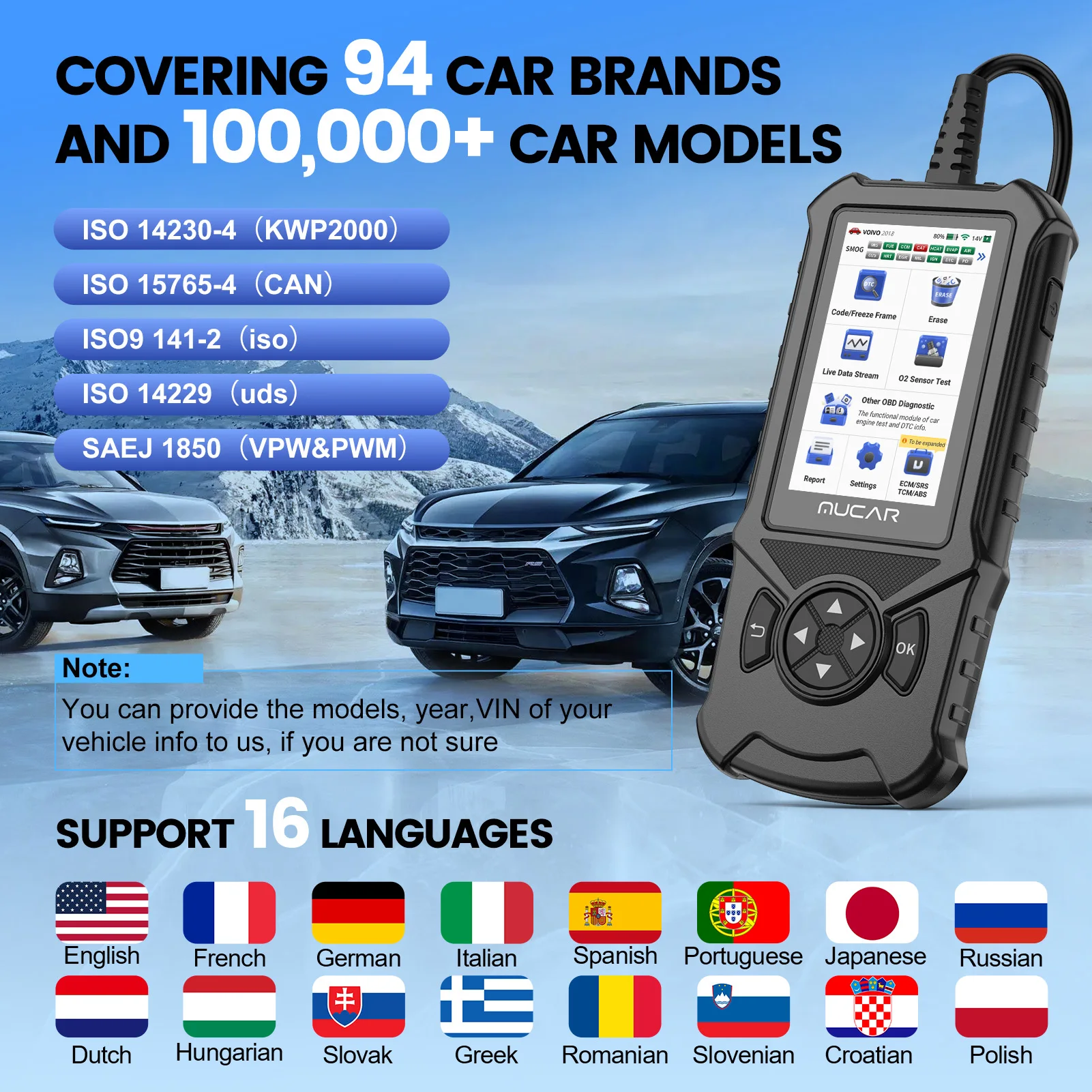 MUCAR CDE900 Lifetime Free Obd2 Car Auto Diagnostic Tools OBD2 Scanner Automotivo Code Reader Check Engine PK ELM327