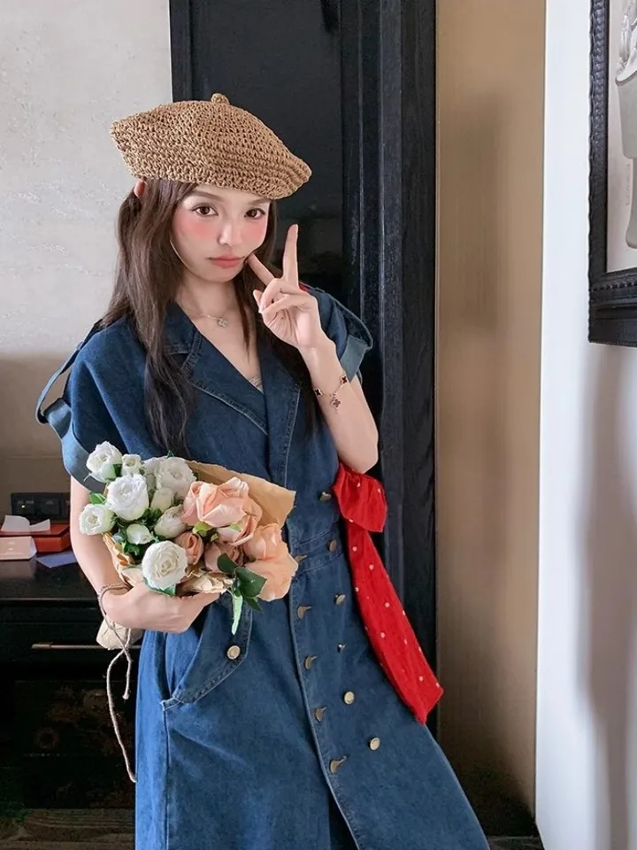 korean simple denim dress Nakhre: Buy Women's Korean Cropped Shirt Midi Denim Dress for Women Online