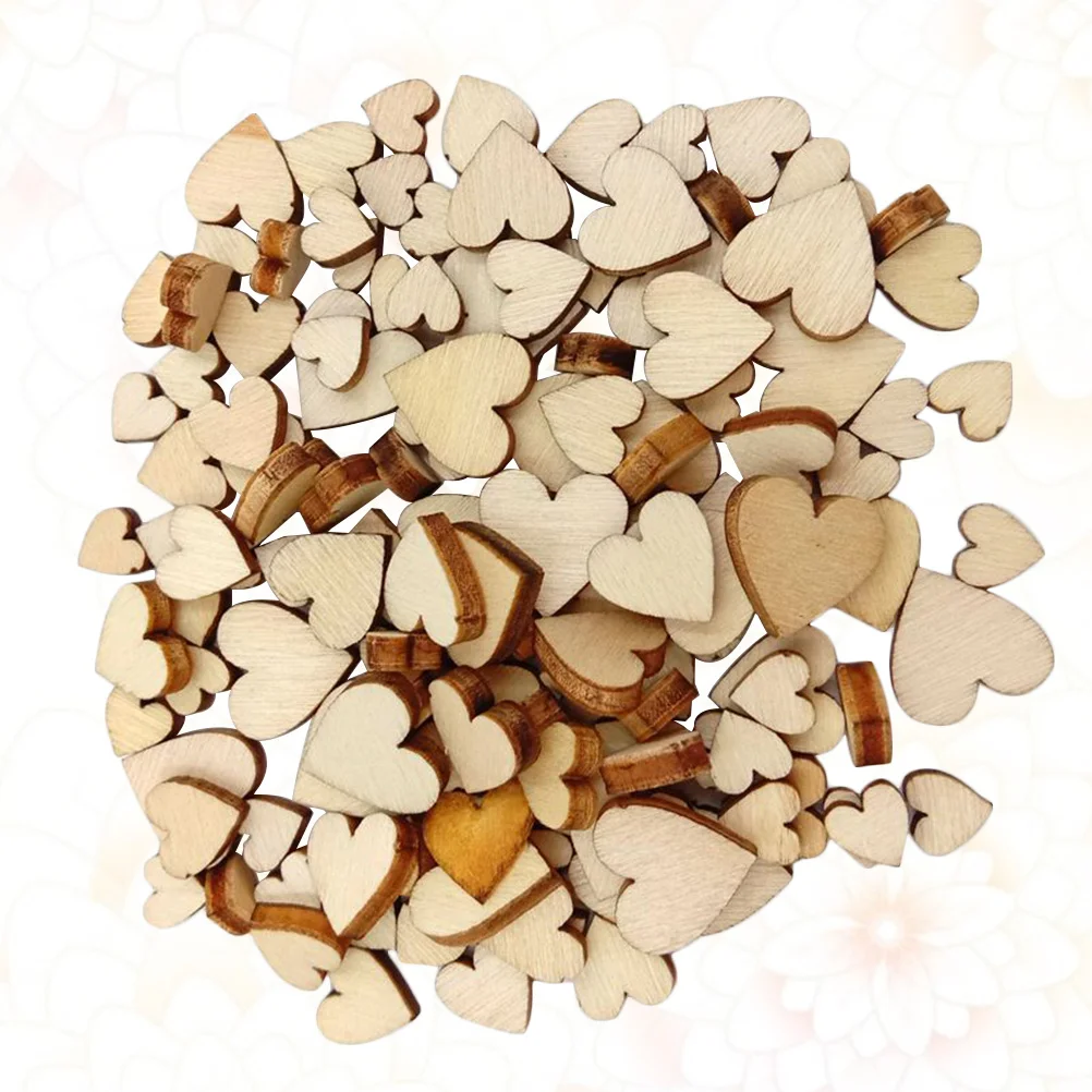 

200pcs Blank Heart Shaped Wooden Slices 6-12Mm Diy Crafts Decor Art Wedding Party Home Ornament Wood Discs For Painting Hanging