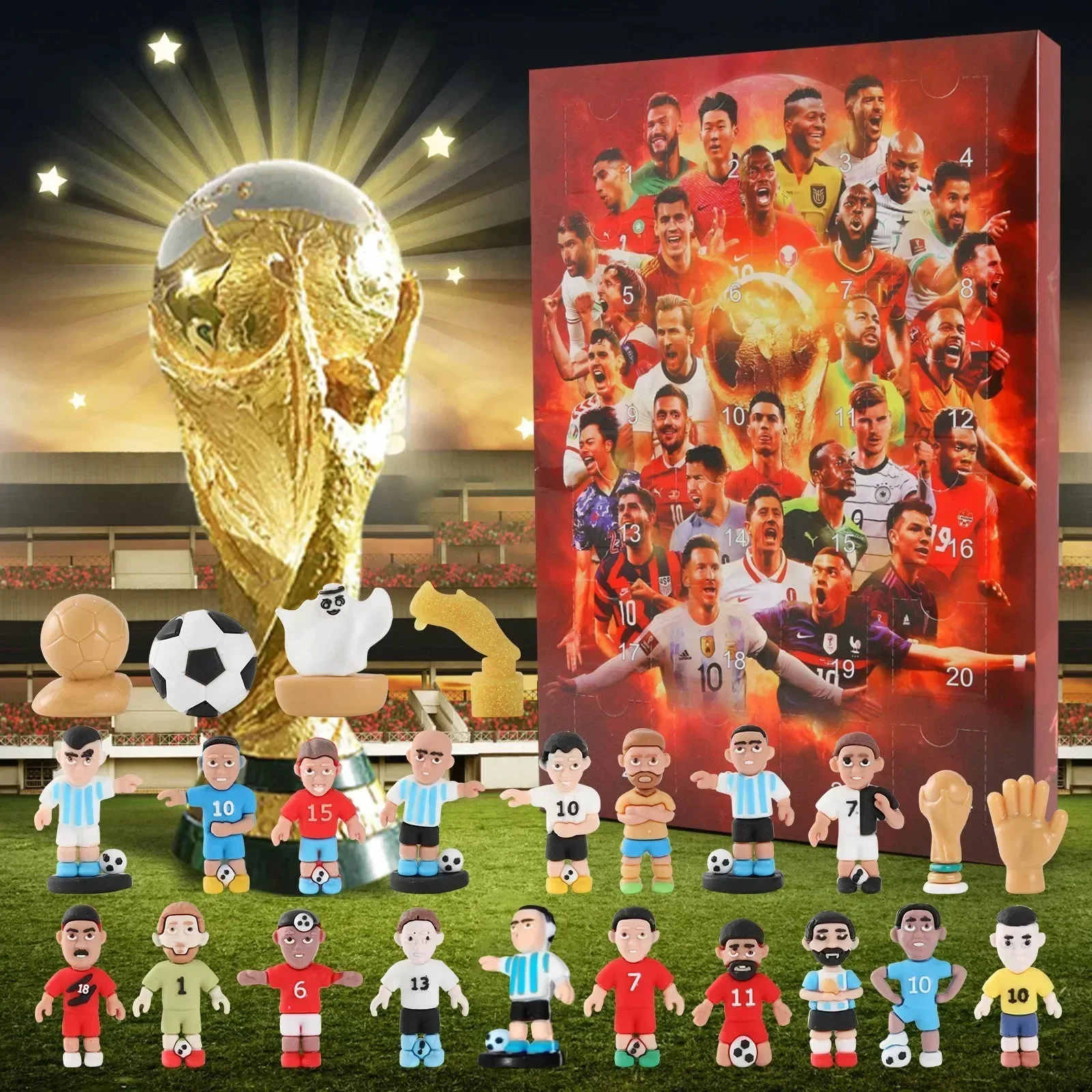 1/2/3PCS Soccer Advent Calendar Soccer Kit 24 Days Building Advent Calendars Soccer Party Favors Sports Christmas Gift Supplies