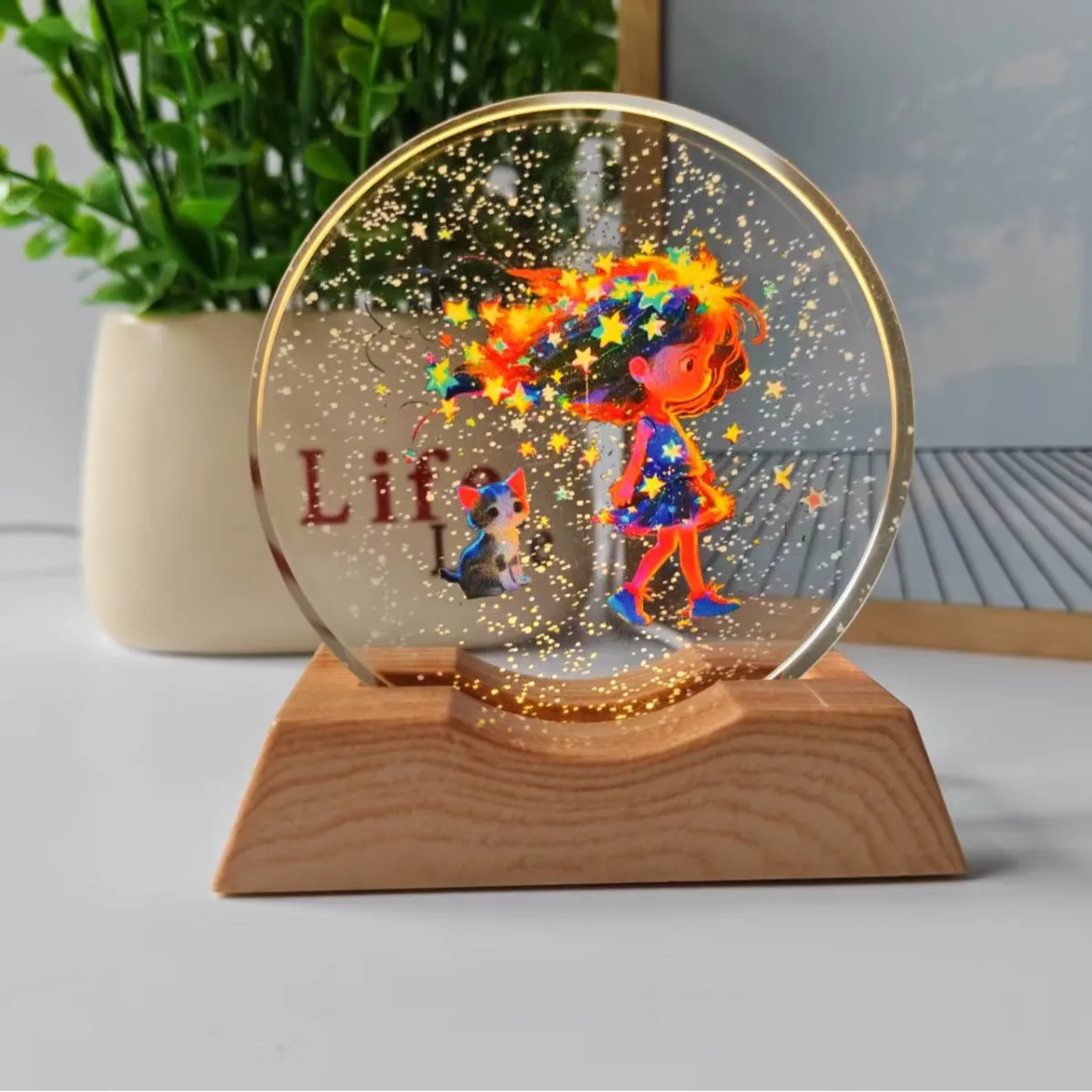 Cosmic Nebula 3D Crystal Ball Led Lamp | Glowing Universe Sphere Desk Ornament, Futuristic Galaxy Nightlight for Bedroom Decor