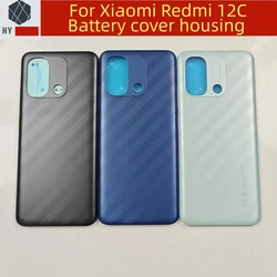 Back cover For Xiaomi Redmi 12C Battery Back Cover Glass Panel Rear Door Battery Housing Case Adhesive Replace