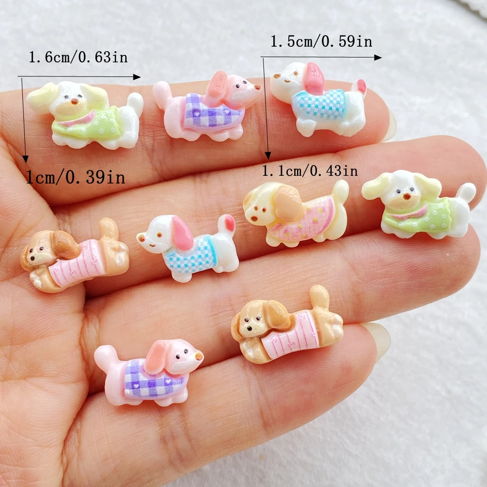 20Pcs Cute Mini Cartoon Dog Nail Art Resin Designer Charms DIY Craft For Nail 3D Decorations Jewelry