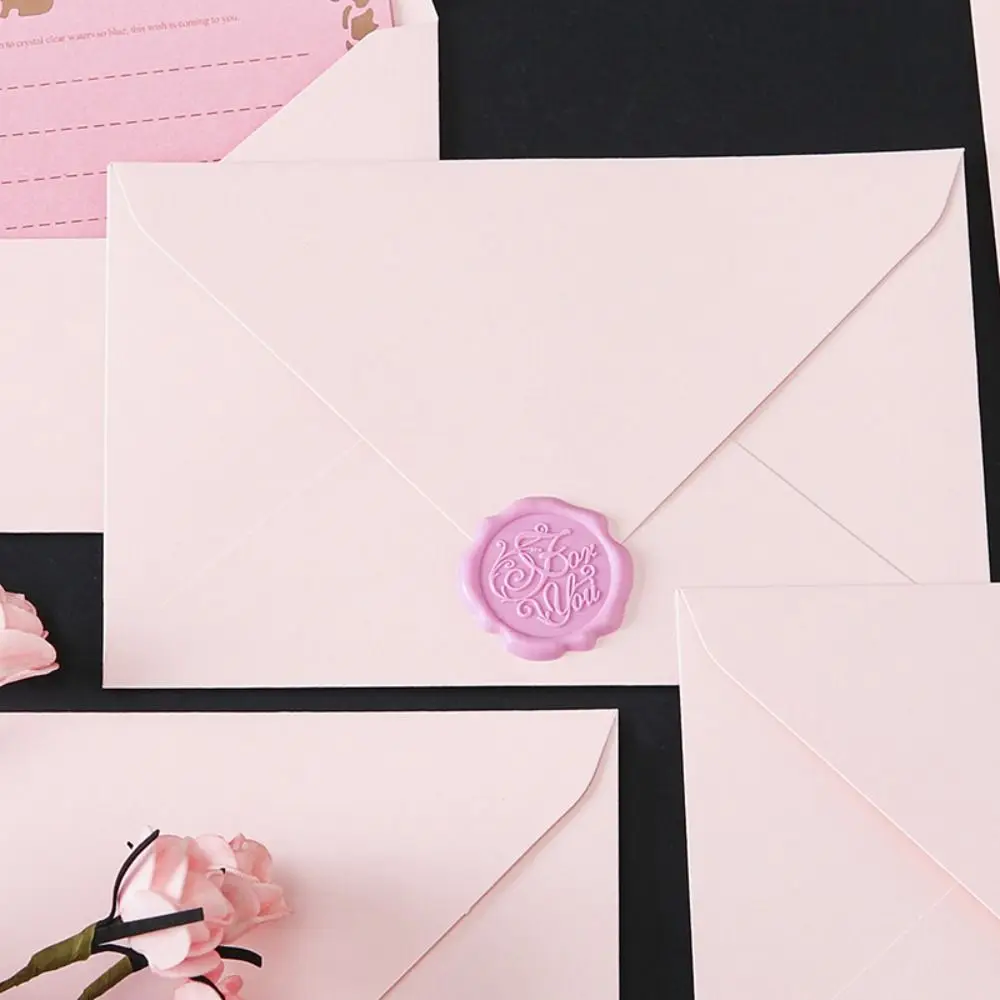 Romantic Pink Envelope Set Fire Paint Prints Paper Postcard Fresh Envelope Decoration Gift Wax Seals Invitation Cards Wedding