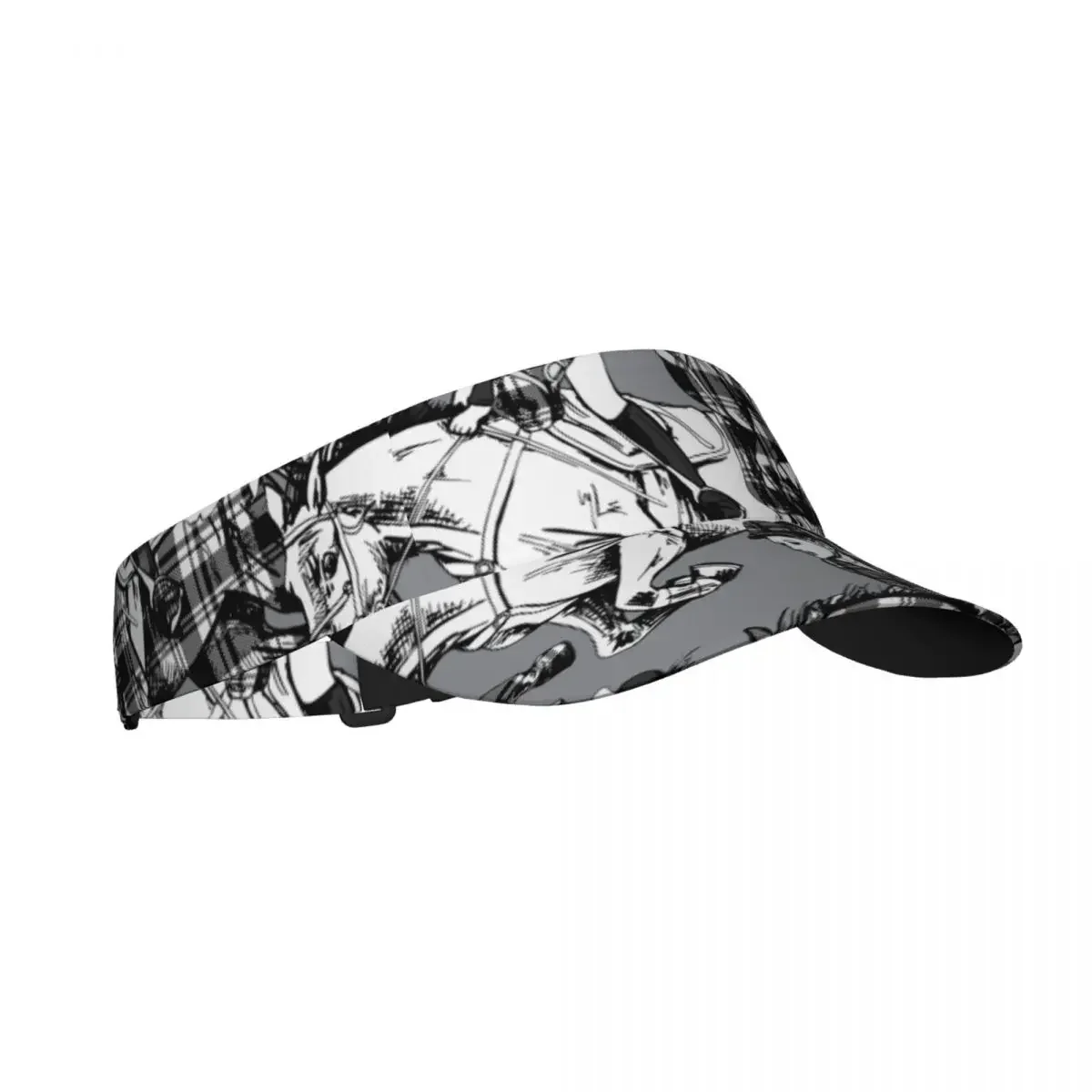 Galloping Checkered Horse Empty Top Visor Cap Women Sunscreen Hats Man Snapback  Adjustable For Running Tennis  Unisex