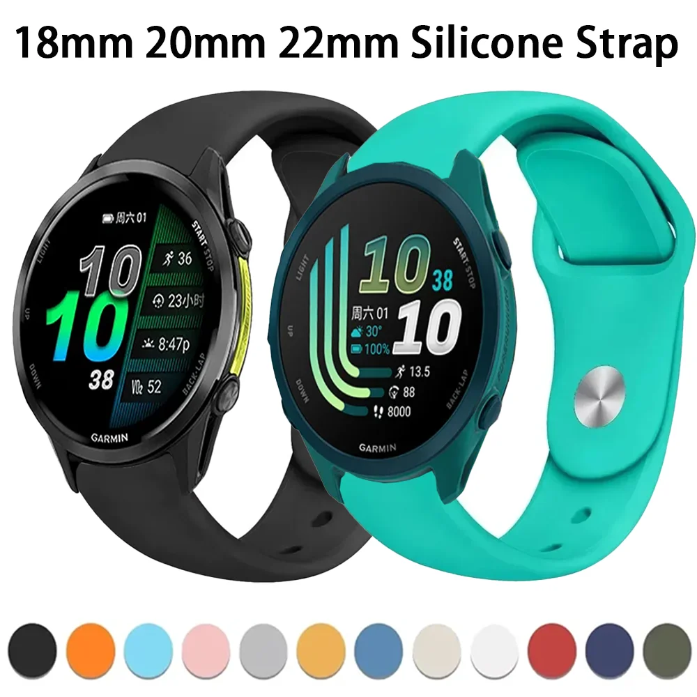 18mm 20mm 22mm Silikonarmband für Garmin Forerunner 170 70 570 970 55 165 965 265 265S Armband Garmin Venu 4 3S 2 Active 6 5