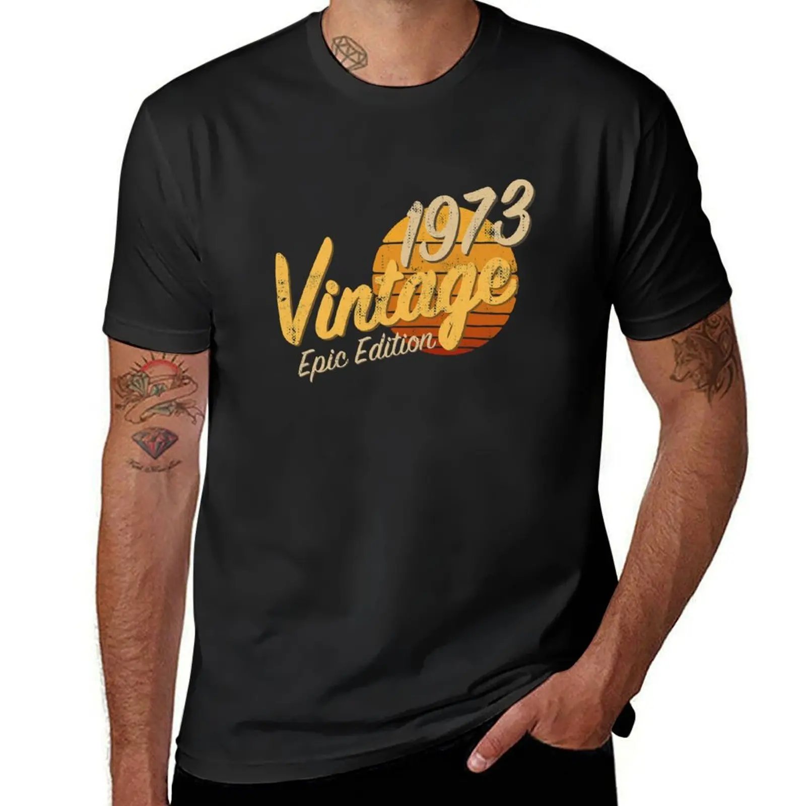 

48th Birthday Gift - Vintage 1973 Epic Edition Retro Sunset Distressed T-shirt vintage clothes kawaii clothes plain t shirts men