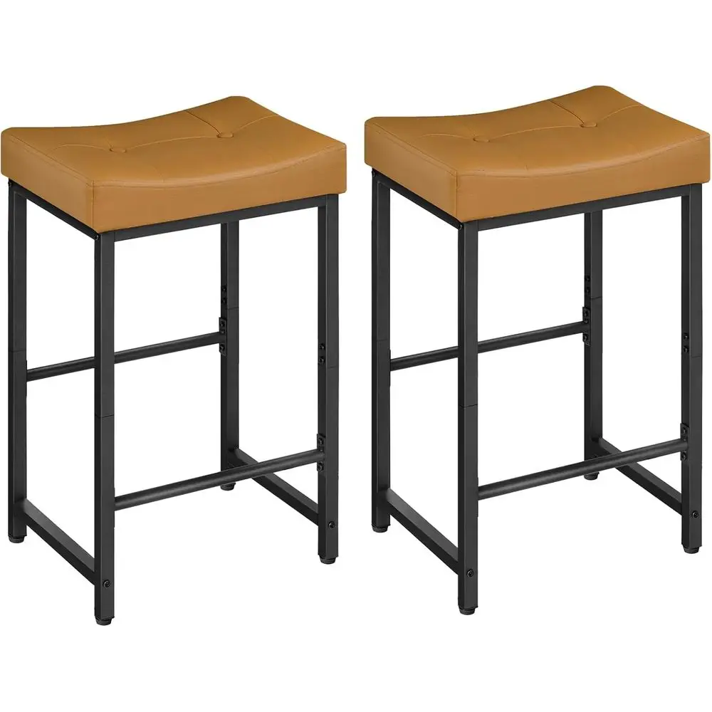 

Counter Height Saddle Bar Stools with PU Seat, Footrest, Ideal for Kitchen, Dining, Cafe - Brown & Black CB23BY01