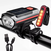 PHMAX Solar Bicycle Light With Horn 120dB Rechargeable MTB Road Bike Front Lamp Flashlight Bike Light 1200 mah Bike Accessories