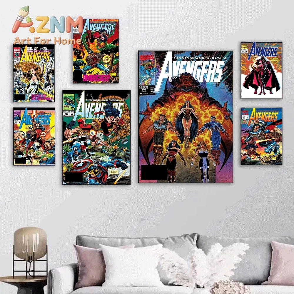 AZNM The Avengers #367 Vintage Vision Comic Canvas Wall Art No Frame Superhero Comic Print Poster For Home Wall Decor