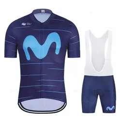 New Summer Movistar Pro Team Cycling Jersey Set MTB Bicycle Clothes Suits Bib Shorts Bike Clothing 2023 Uniforme Ciclismo Hombre