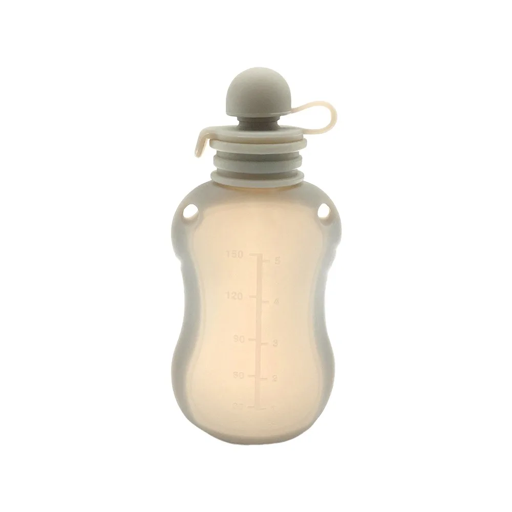 

BPA Free Food-grade Silicone Food Pouches 150ml Capacity Refillable Squeezable Pouch Washable Bottles Toddler