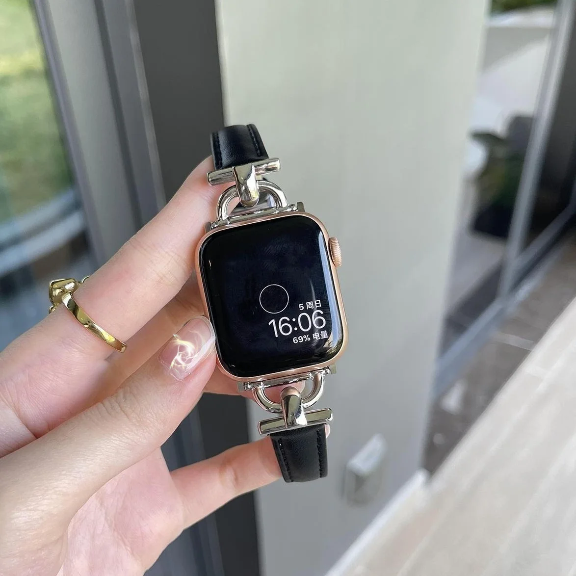 Armband für Apple Watch, 38 mm/40/41/42/44/45/46/49 mm, Damen-Lederarmband für iWatch Series Ultra 12/11/10/9/8/7/6/5/4/3/SE.