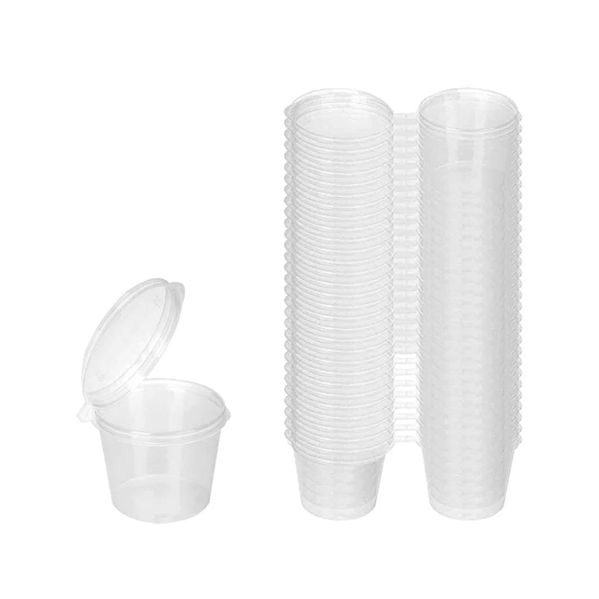 

100 Pieces Small Plastic Containers with Lids, 25Ml Small Sauce Pots Plastic Pots Jelly Pots for Sauce Dips Salads