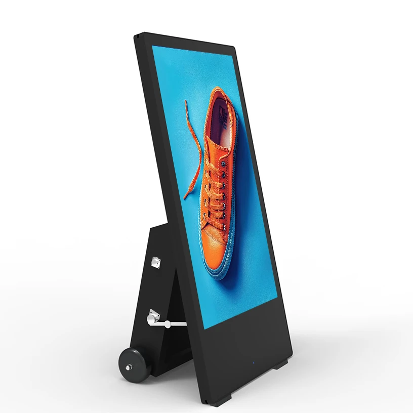 Battery-Powered 43 Inch Portable Digital Poster Display Screen Kiosk for Outdoor Advertising