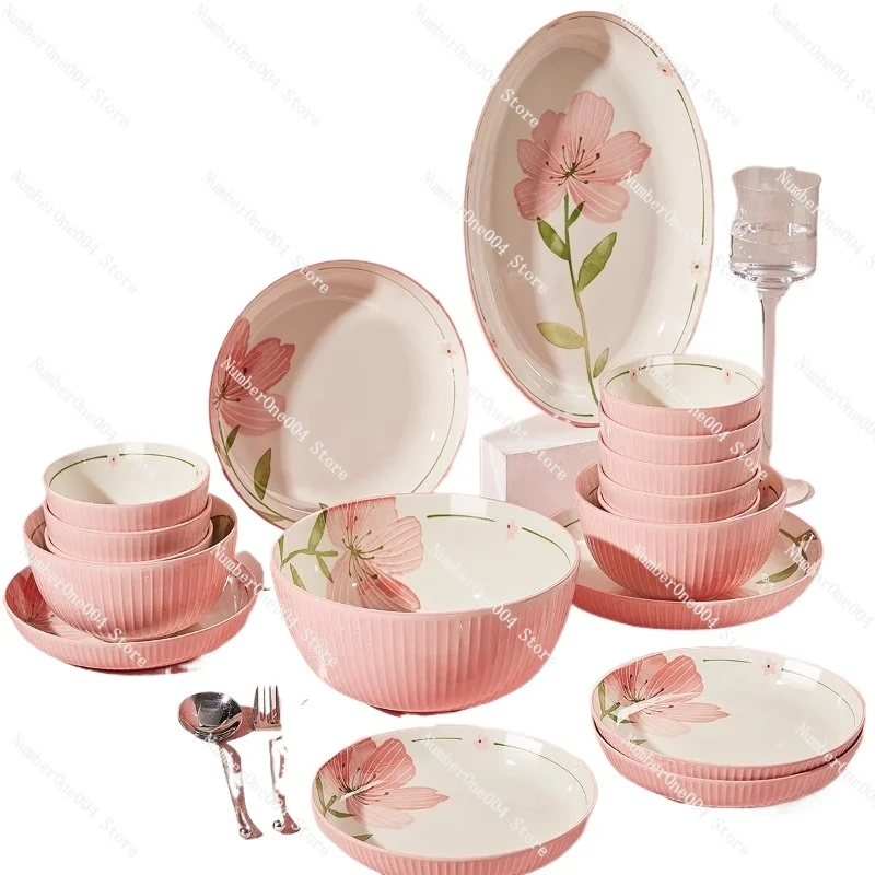 Applicable to Fresh cutlery set, household ceramic cutlery, cutlery and chopsticks combination, cutlery and bowls