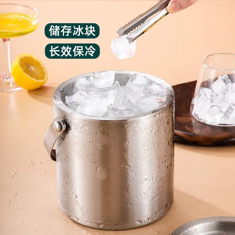 304 stainless steel ice with ice cubes bar ktv commercial household small ice beer bucket storage bucket