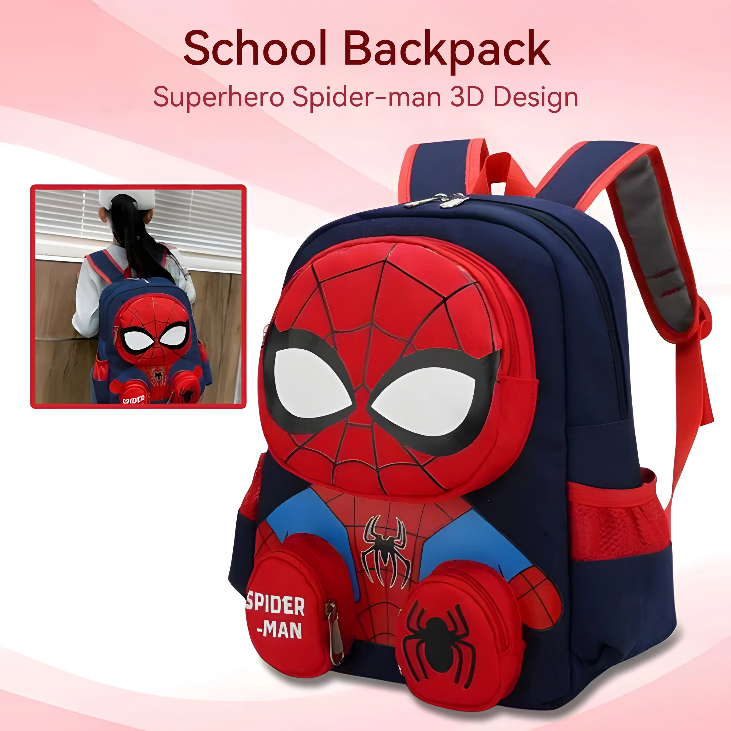 ia de la historieta 3d grande capacidad de los estudiantes de la mochila de viaje de los niños de los super heróis de las mochilas de Spiderman de los juguetes calientes