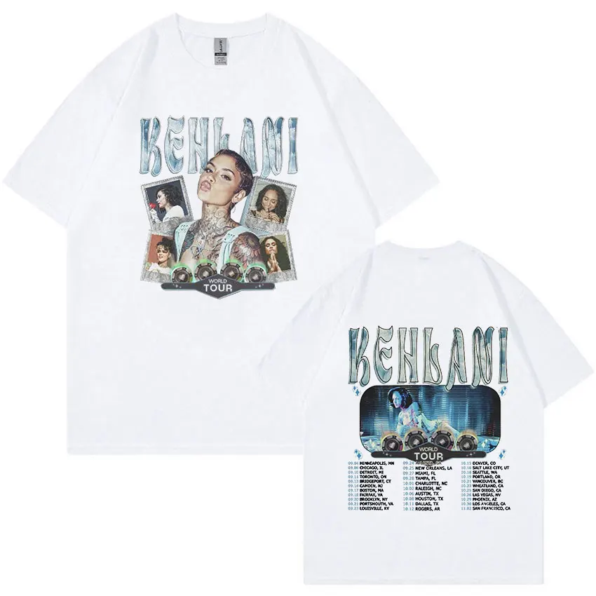 Singer Kehlani Crash 2024 World Tour T Shirts Men Women Vintage Harajuku Fashion T-shirt 100% Cotton Oversized Tshirt Streetwear