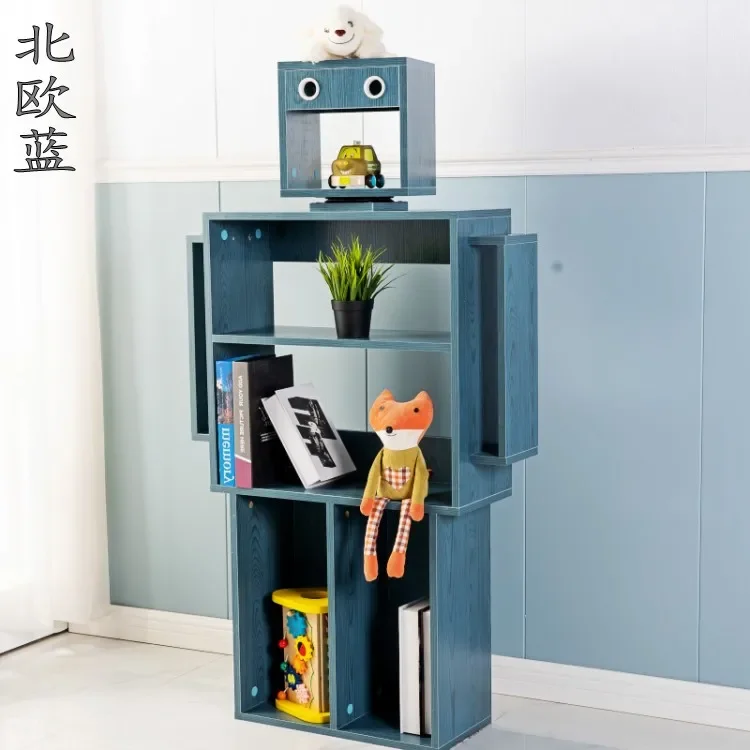 Children's Bookshelf Bookcase Magazine Toy Storage Decorative Shelf Library Student Kindergarten Creative Robot image 6