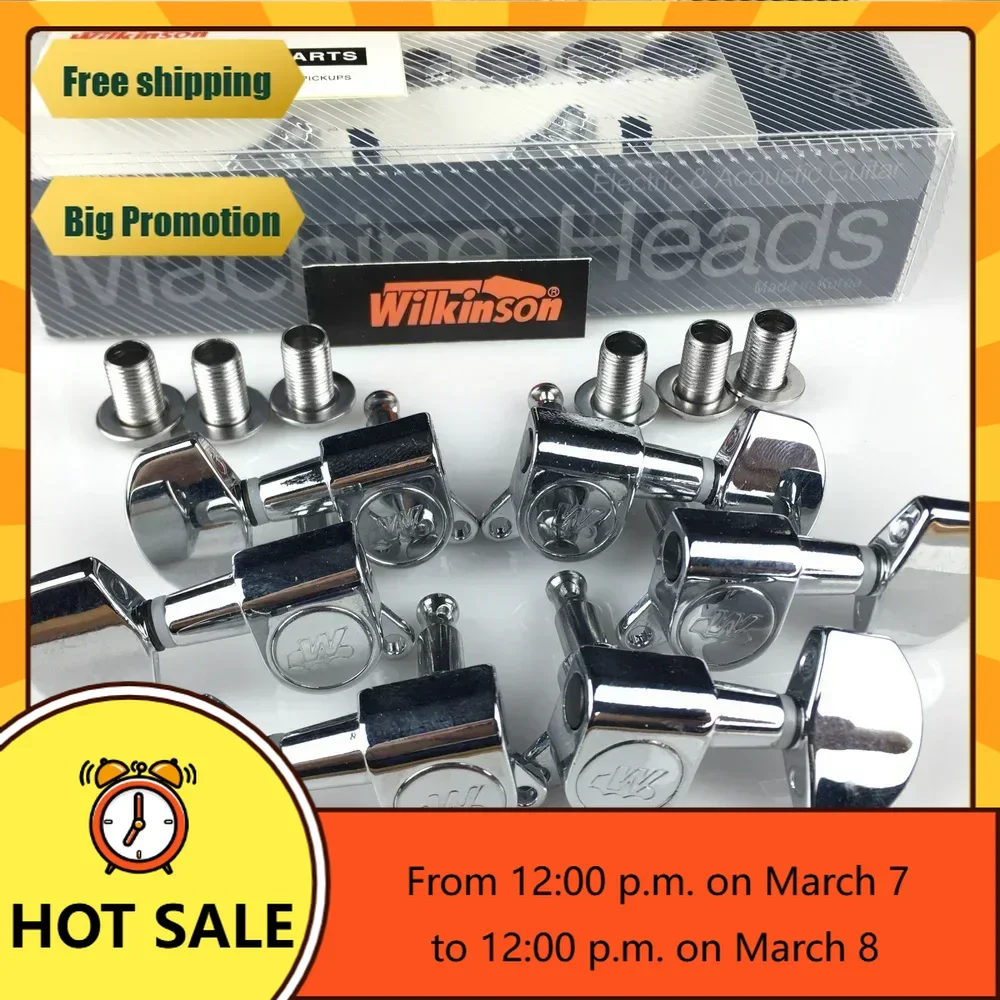Q-X- Music Store--ยี่ห้อใหม่-ใหม่ wilkinson WJN-01 3R-3L กีตาร์หัวเครื่องจูนเนอร์ WLS 3 + 3 Chrome Silver Tuning Pegs