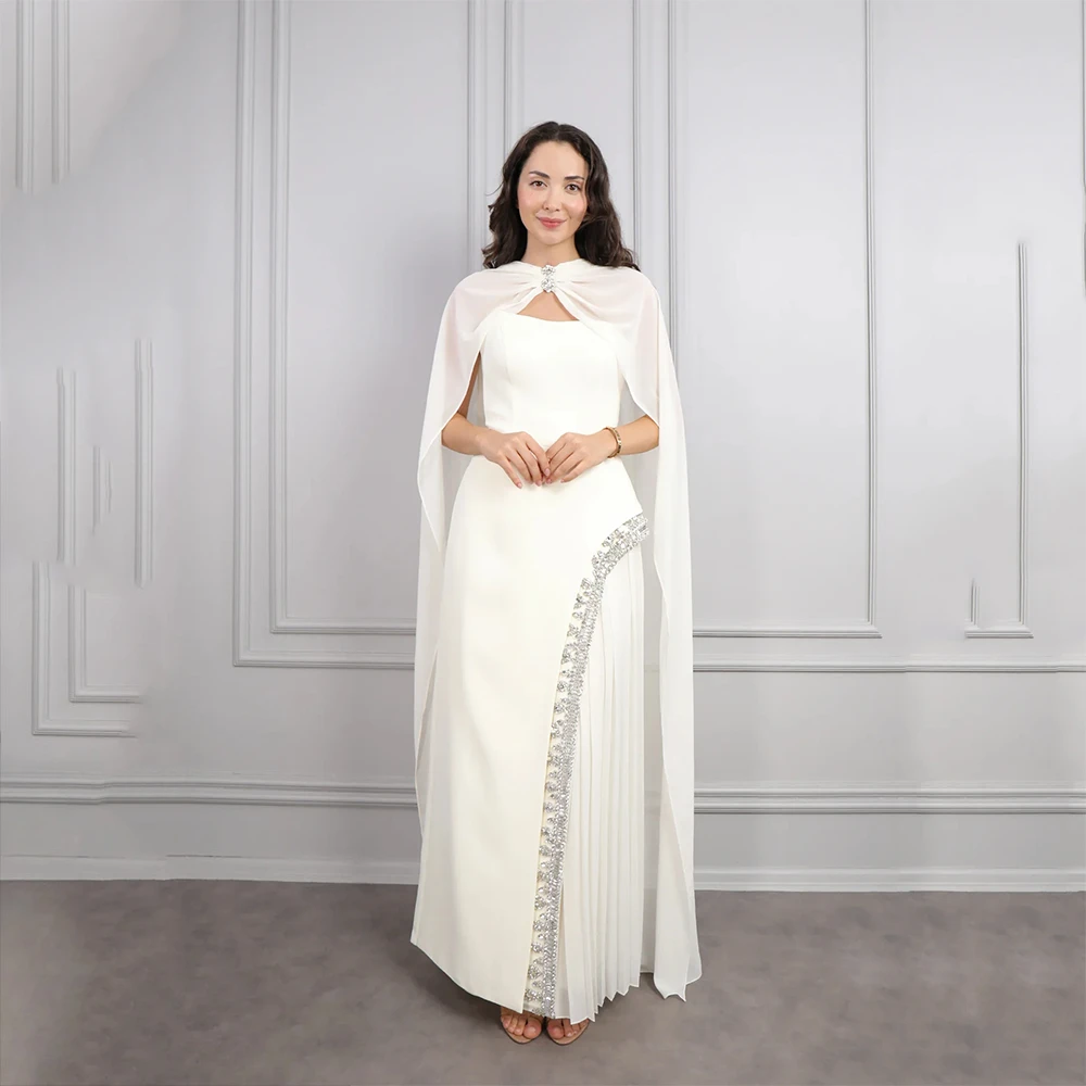 Customized High Collar Long Evening Dresses Elegant Formal Occasion Prom Gowns Bead Crystal 2025 Ankle Length Prom Dresses