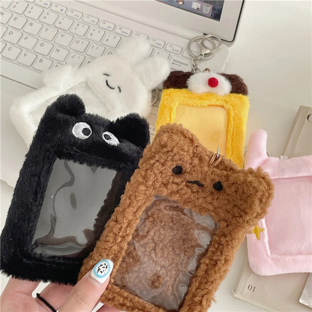 Original Plush Keychains Card Holder INS Bear Rabbit Photocard Binder Student ID Card Cover Kpop Idol Album Display Stationery
