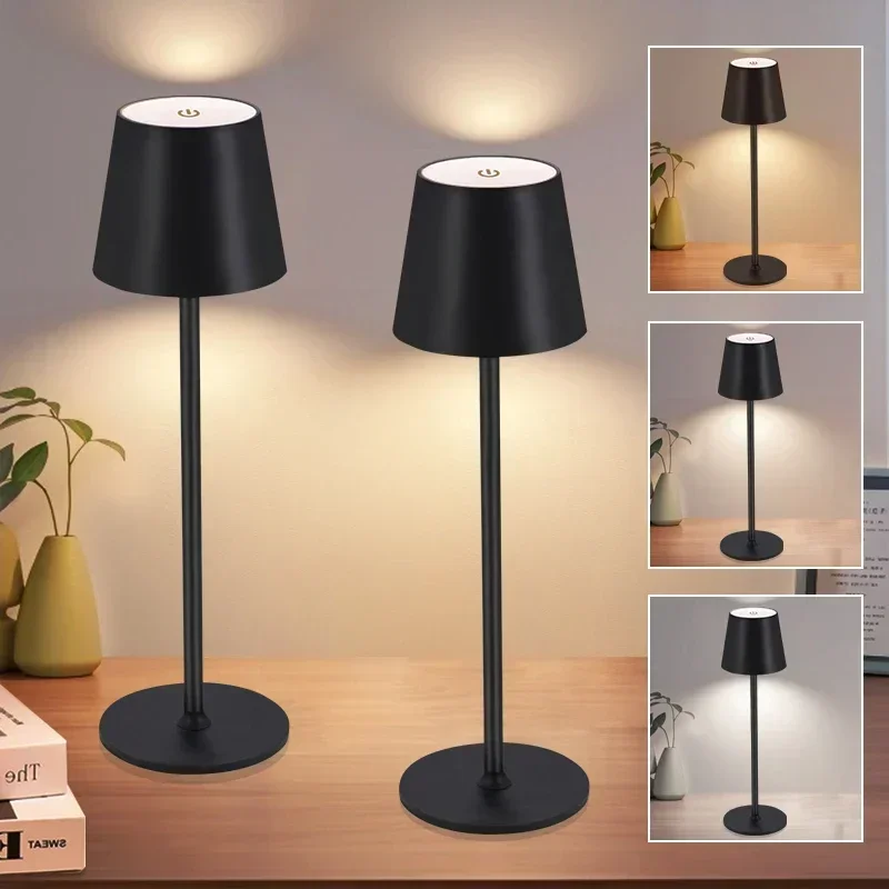 LED Table Lamps 3Levels Dimmable Wireless Led Desk Lamp Touch Night Light USB Rechargeable Touch Lamp For Room Study Office Bar