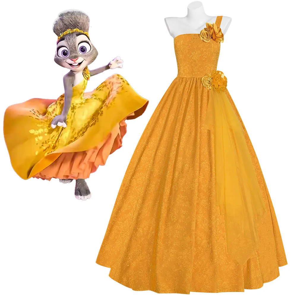 

Zootopia 2 Judy Hopps Yellow Dress Cosplay Costume - Nick Wilde Full Set, Halloween Comic-Con Theme Party Outfits