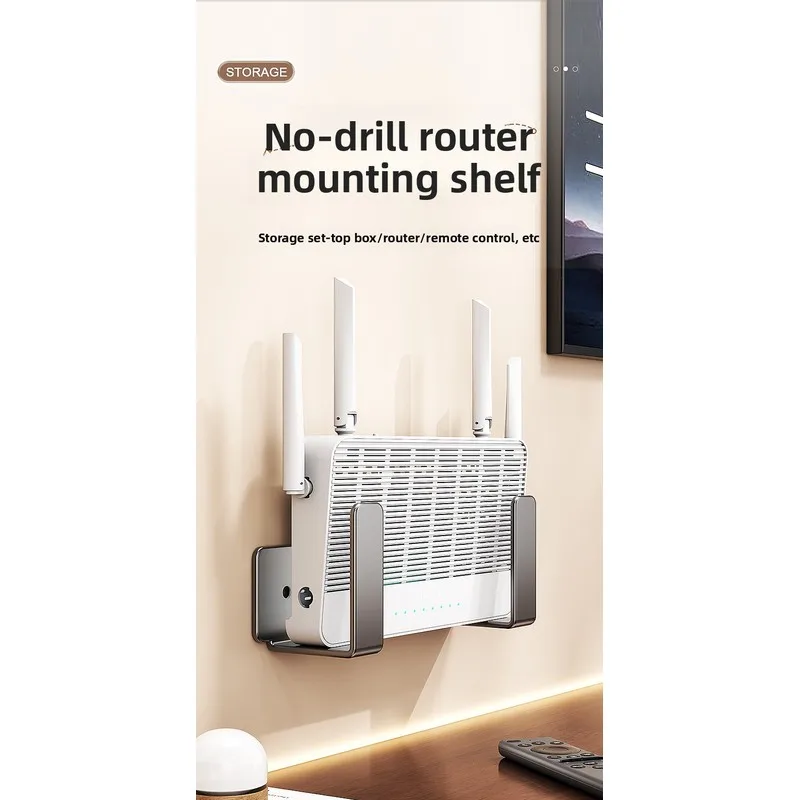 Wall Mount Router Power Strip Holder Carbon Steel Multifunctional Wifi Placement Rack Space Saving No Drill Wall Support Bracket
