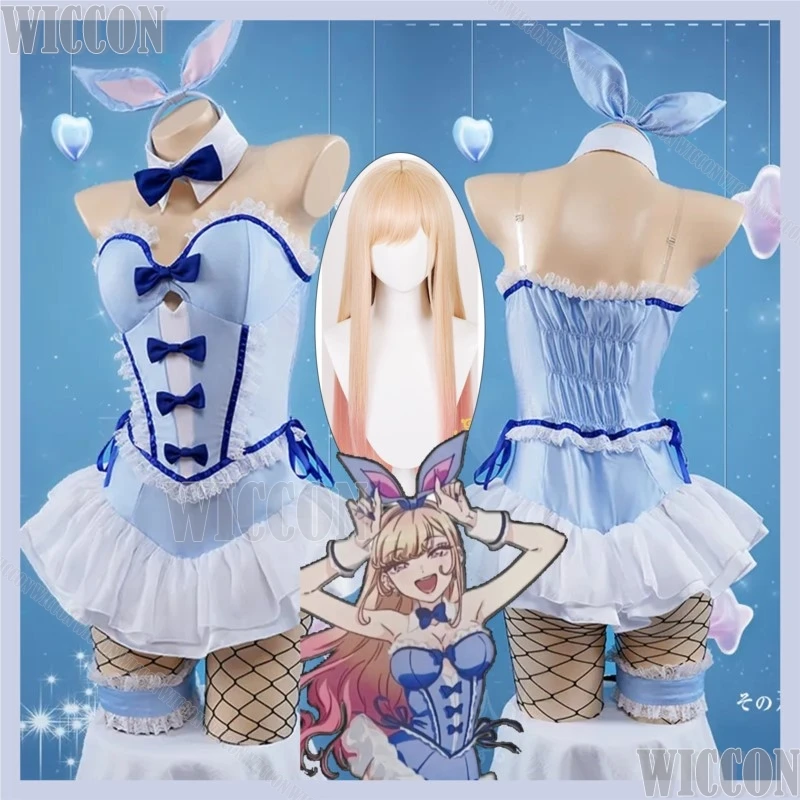 

Моя Китагава Марин, аниме, платье для косплея, девушка, женщина, сексуальный купальник с кроликом для девочек, милое кавайное синее платье, Хэллоуин, Navidad Carnaval