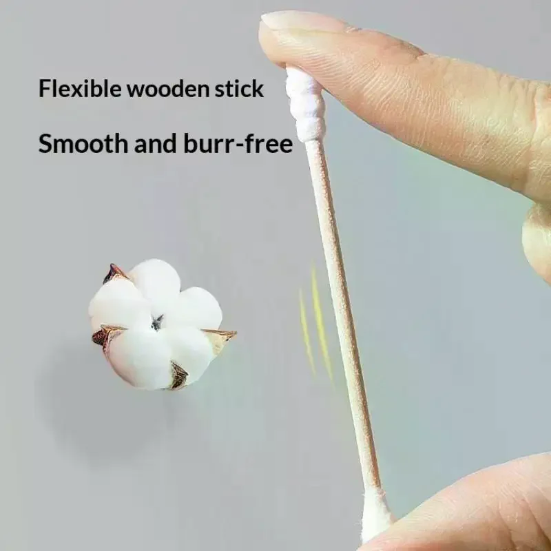 /Kuz/500Pcs Boxed Cosmetic Cotton Double Head Cotton Swab Ear Remover Women Makeup Cotton Buds Ears Cleaning Tools