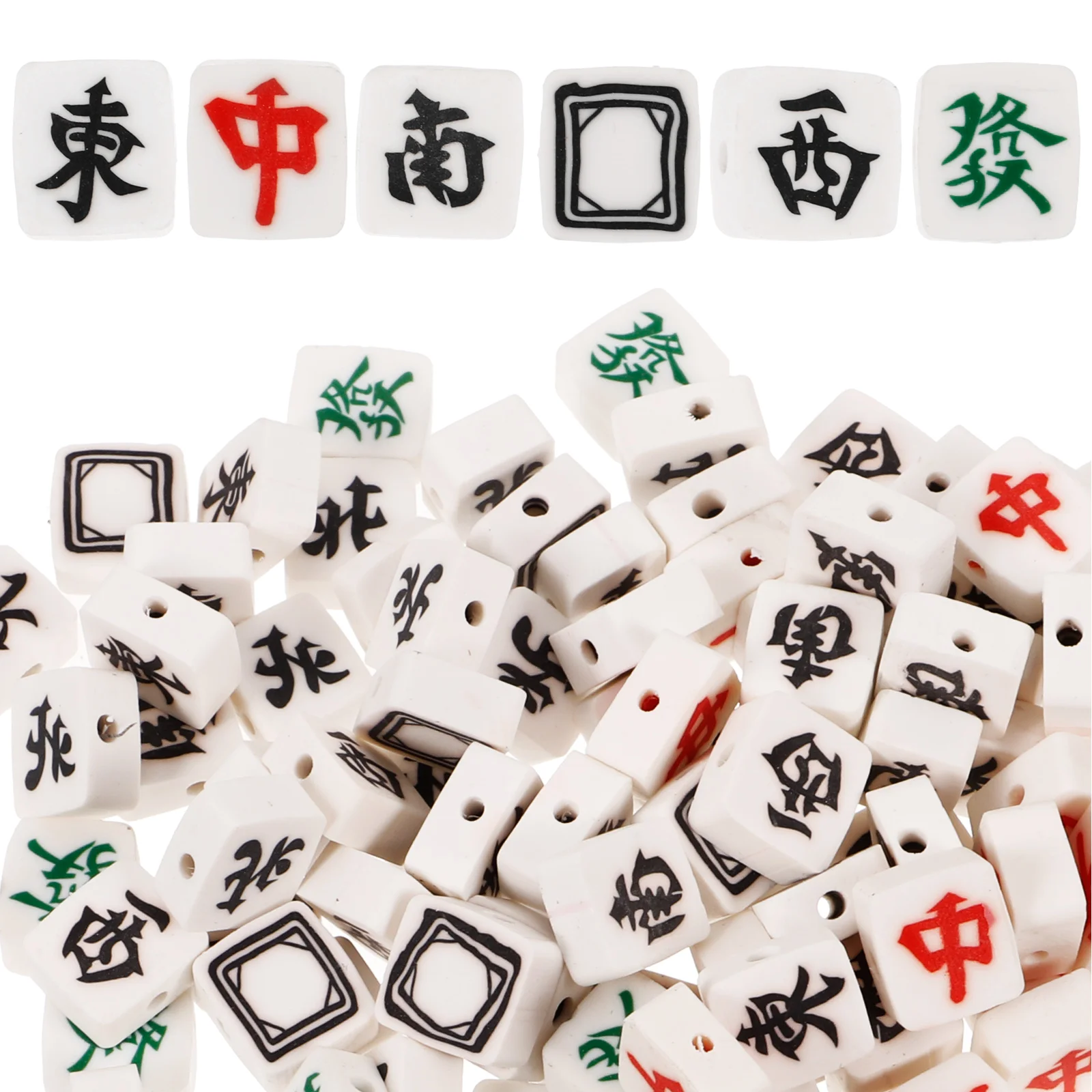 

Mahjong Tile Clay Beads 100Pcs Diy Loose Spacer Beads Mahjong Charms Pendant Crafts Bracelets Necklace Earring Jewelry Making