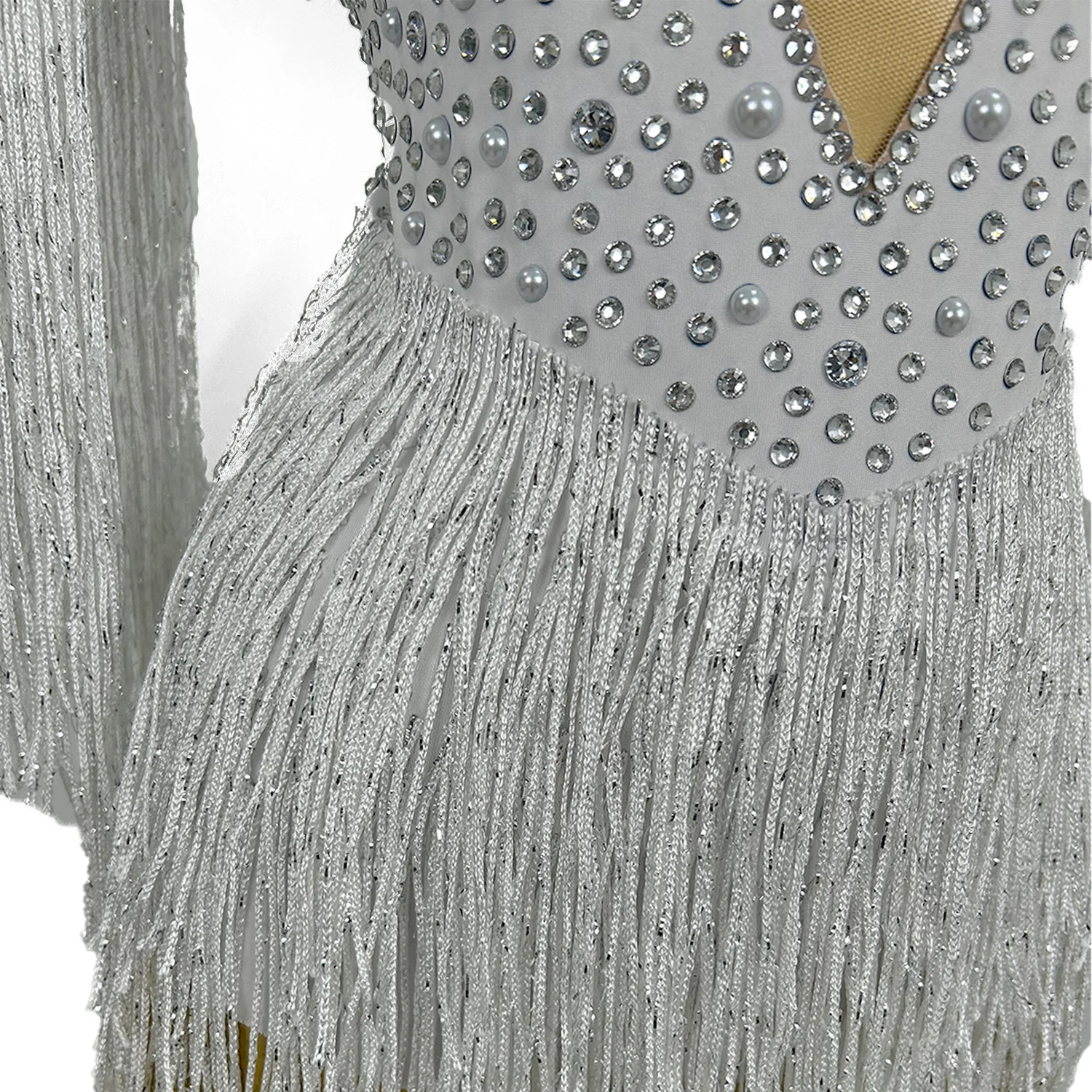 Elegant White Birthday Evening Rhinestone Tassel Dress Plus Size Women Dinner Gown Club Outfit Hollow Out Cocktail Prom Dress