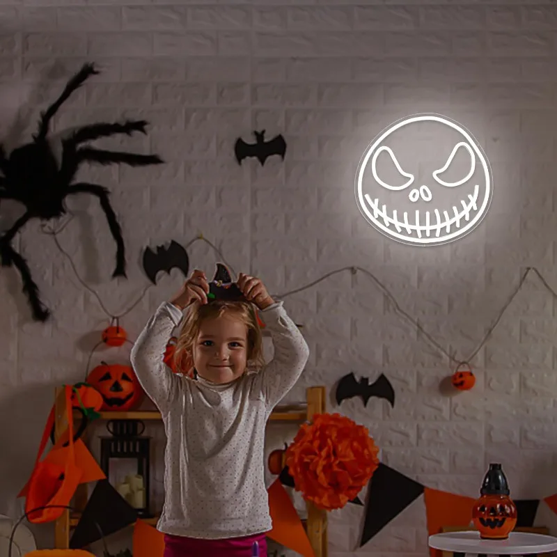 XM Halloween Skull Neon sign LED suitable for all Halloween party wall decoration gifts for children's friends and family