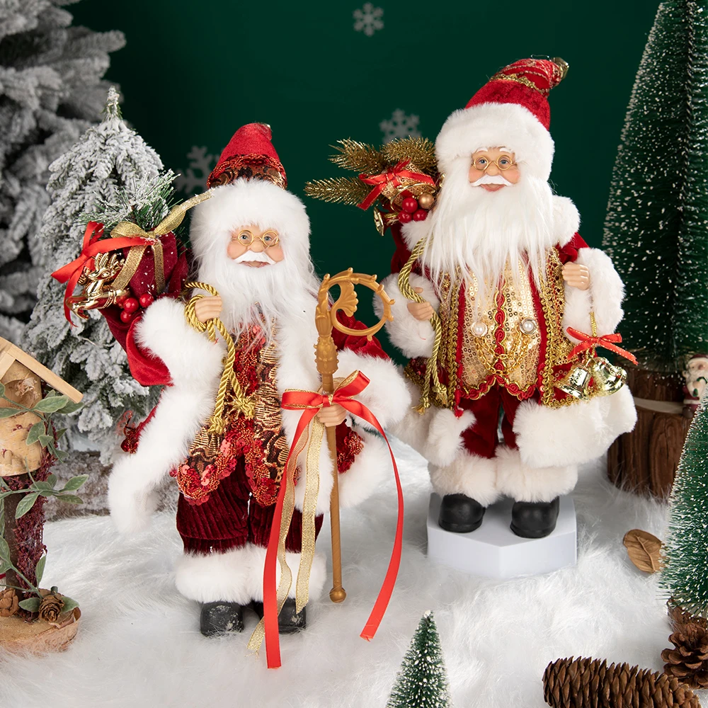 

30 см Рождественский праздничный подарок с золотыми блестками Рождественские украшения для дома Новый дизайн Креативная мягкая кукла Санта-Клауса для лучшего подарка