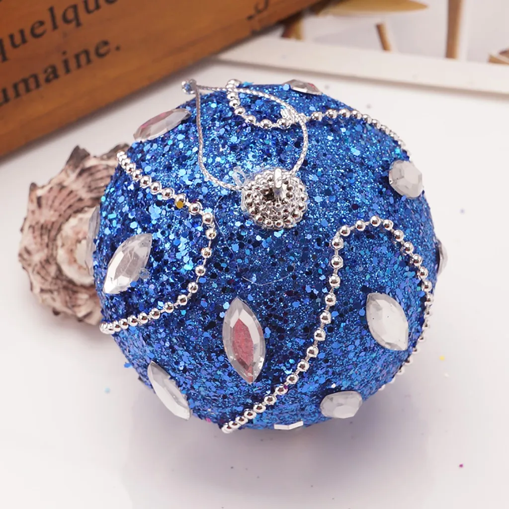 NewYear 2024 Merry Christmas Rhinestone Glitter Baubles Ball Xmas Tree Ornament Decoration Large Hanging Pvc Ball Bauble Xmas