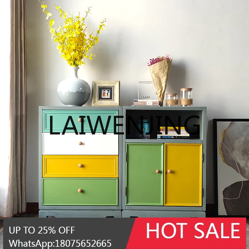 RWJ الأمريكية الخشب الصلب التباين اللون أربعة دلو خزانة غرفة المعيشة تخزين جدار مزيج التخزين #4