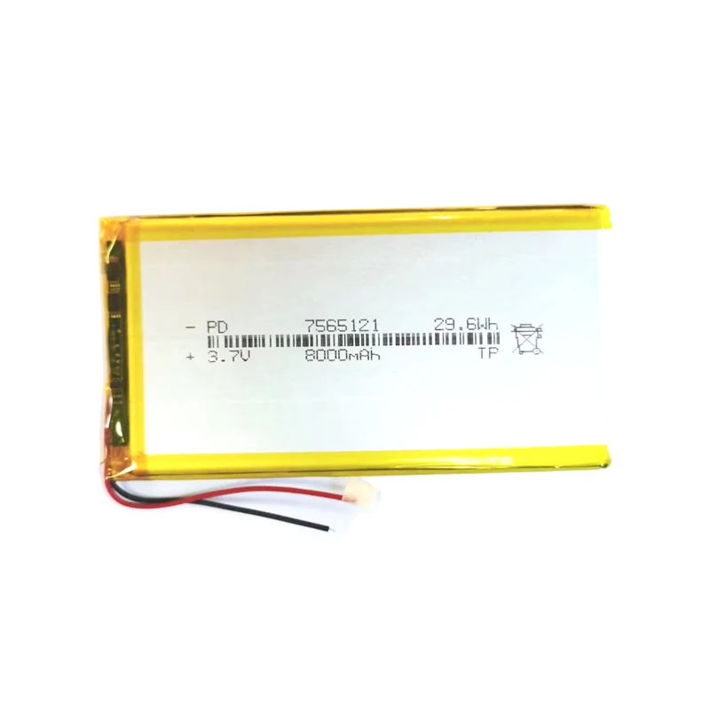 3.7V 8000mAh 7566121 7565121 Lithium Polymer Li-Po Rechargeable Battery Lipo cell For Tachograph POS Portable DVD Searchlight