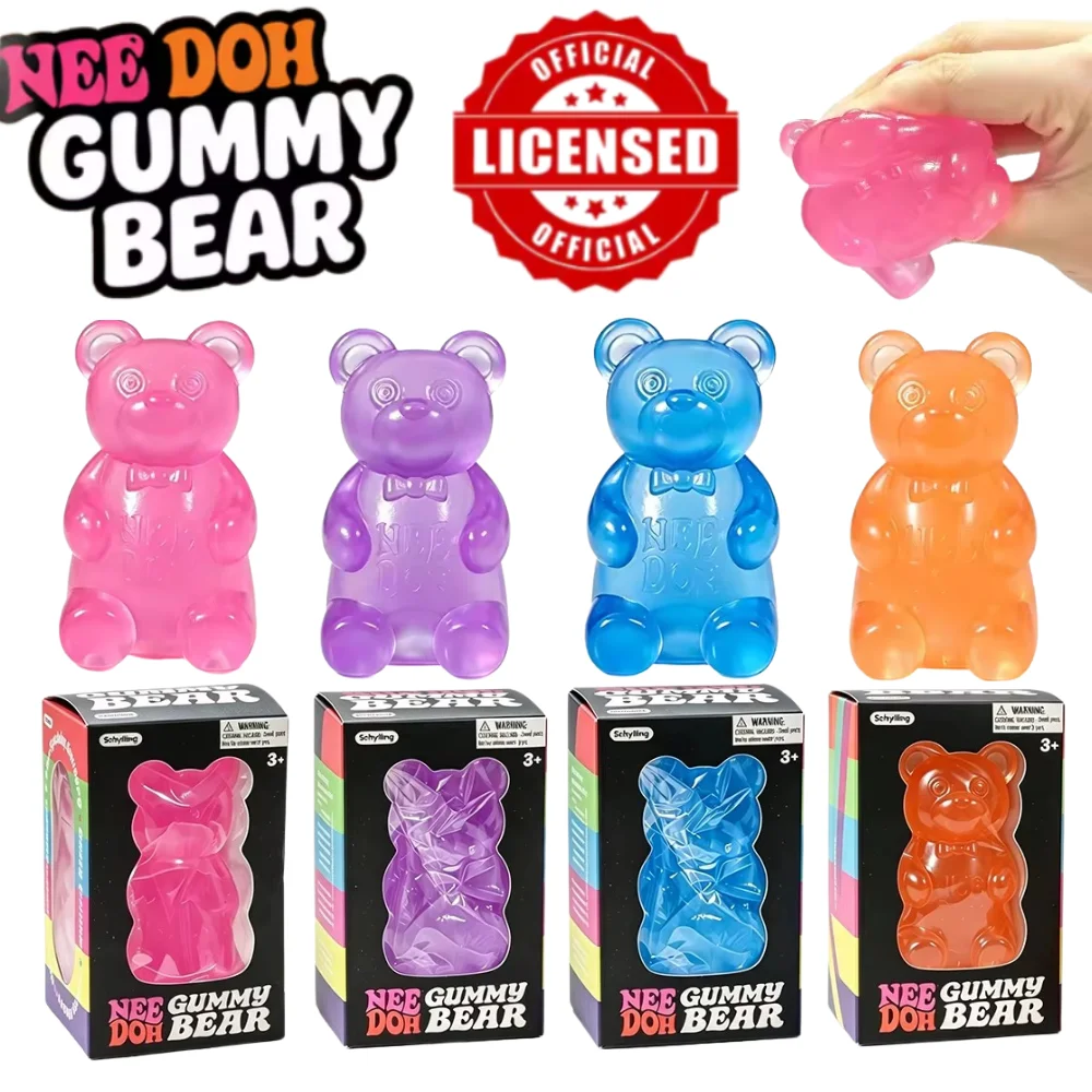 Schylling Needoh Gummy Bear Fidget Relief Sensory Toy TPR Fast Rebound Non-toxic Anti-Anxiety Squeeze For Focus ADHD Autism Gift