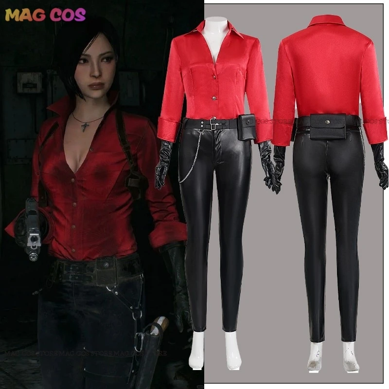 

Ada Wong Cosplay New Red Tops Costume Wig Biohazard6 Game Resident Roleplay Sexy Outfits Gloves Pants Halloween Party Suits