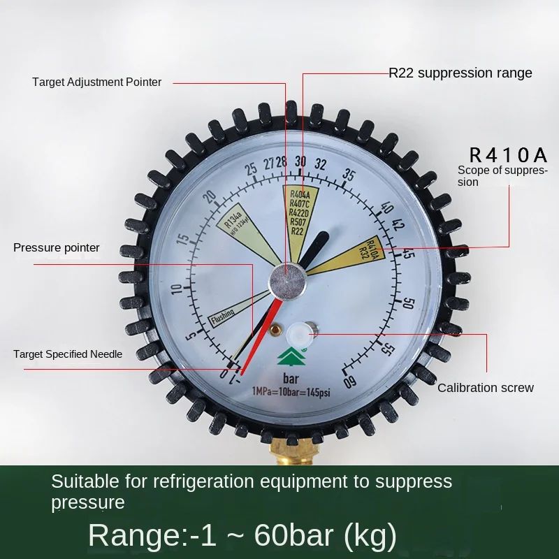 HS-NG manometro azoto tubo di rame manometro condizionatore d\'aria frigorifero manometro azoto misurazione perdite