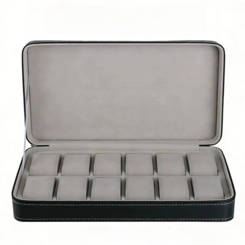 12 Slots Zipper Watch Box Portable Leather Watch Storage Box Desktop Wrist Watches Organization Boxes Men Watches Organizer Case