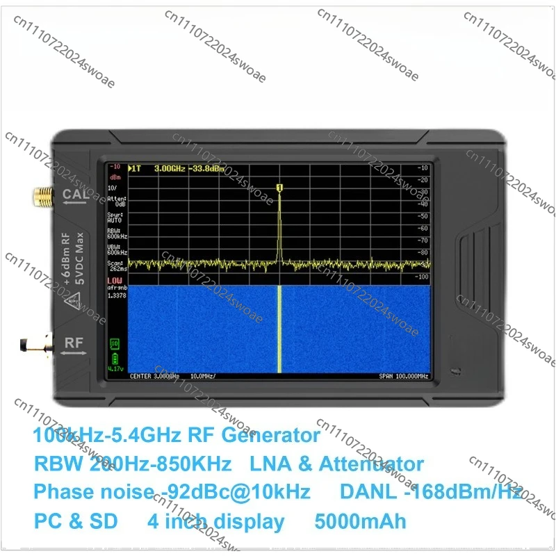 Handheld Spectrum Analyzer 4 Inch Touch Screen High Frequency Output Signal 100k-5.4GHz